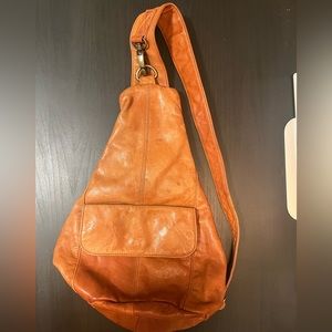 Vintage Leather Brown Crossbody Backpack Sling Bag Purse